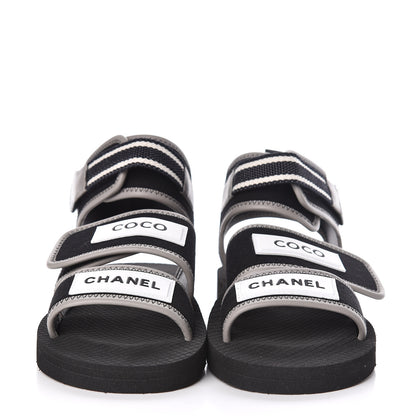 Chanel Lambskin Jersey Coco Sandals 38 Black 2 of 8