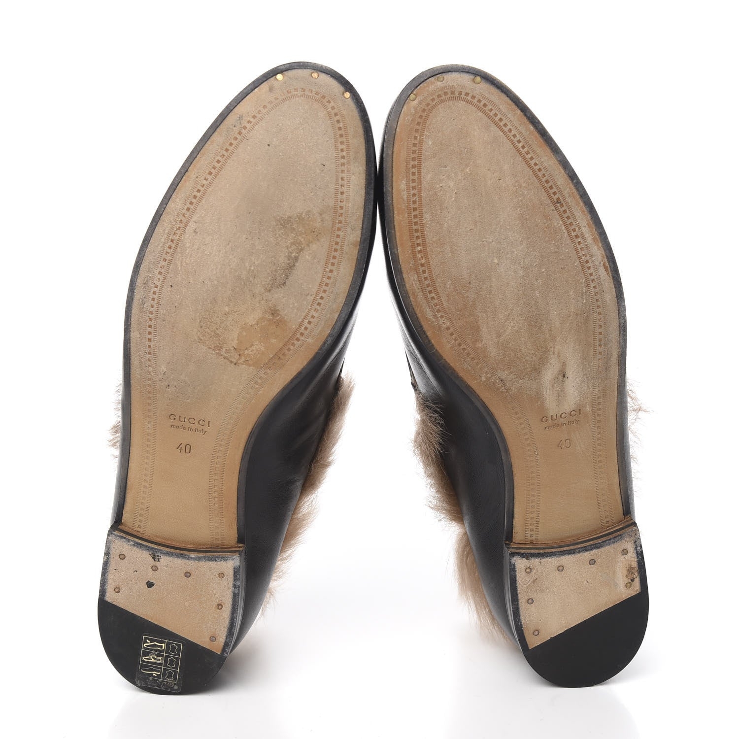 Gucci Malaga Kid Fur Womens Jordaan Loafers 40 Black Natural 5 of 13