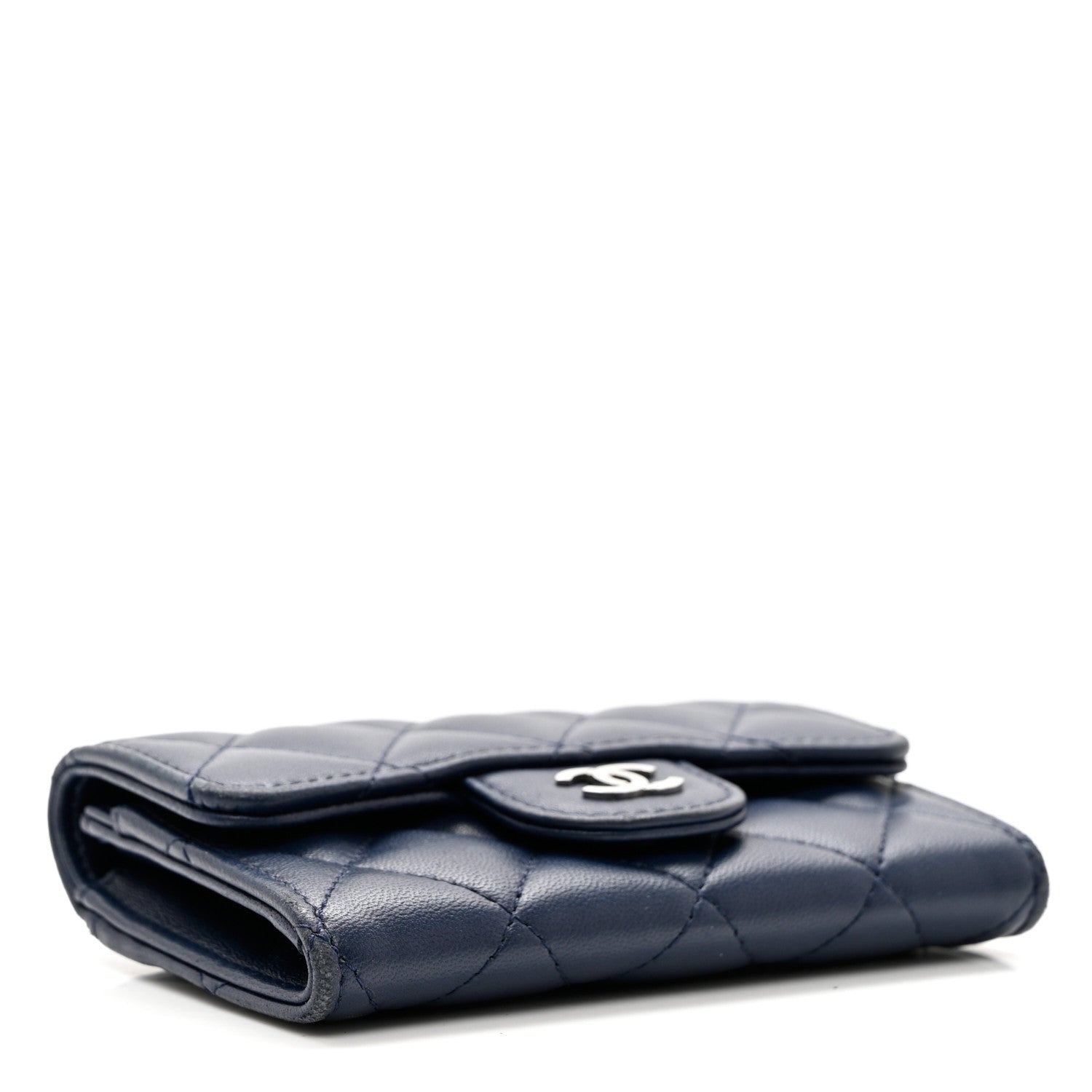 Chanel Lambskin Quilted Flap Card Holder Wallet Navy 4 of 10