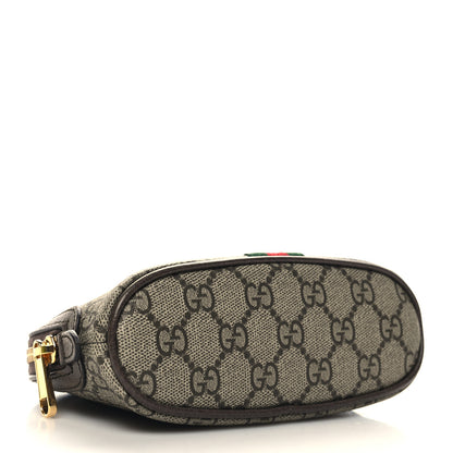 Gucci GG Supreme Monogram Textured Calfskin Web Medium Ophidia Cosmetic Case Beige Ebony New Acero 4 of 11