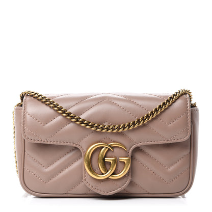 Gucci Calfskin Matelasse Super Mini GG Marmont Shoulder Bag Porcelain Rose 1 of 11