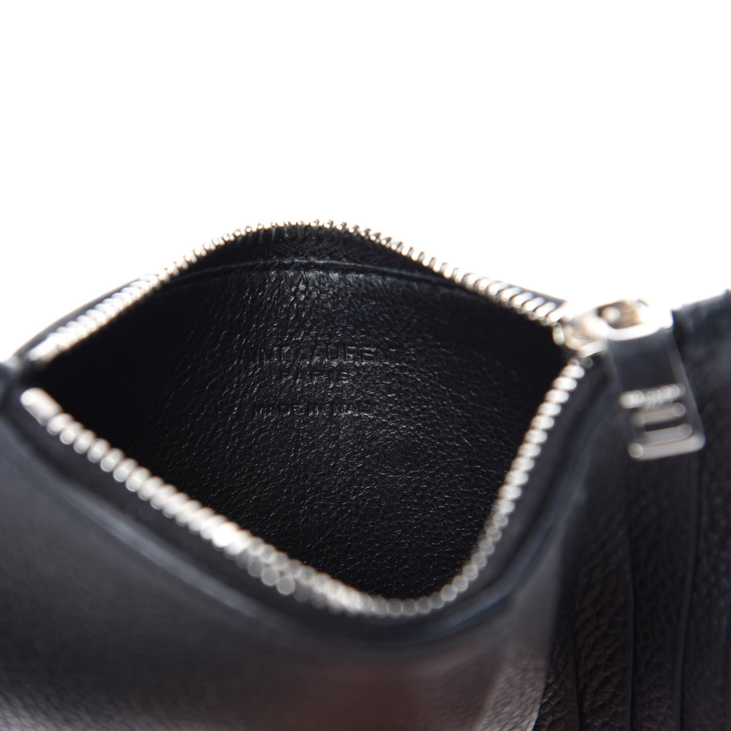 Saint Laurent Grained Calfskin 5 Fragments Zip Pouch Card Holder Black 6 of 8