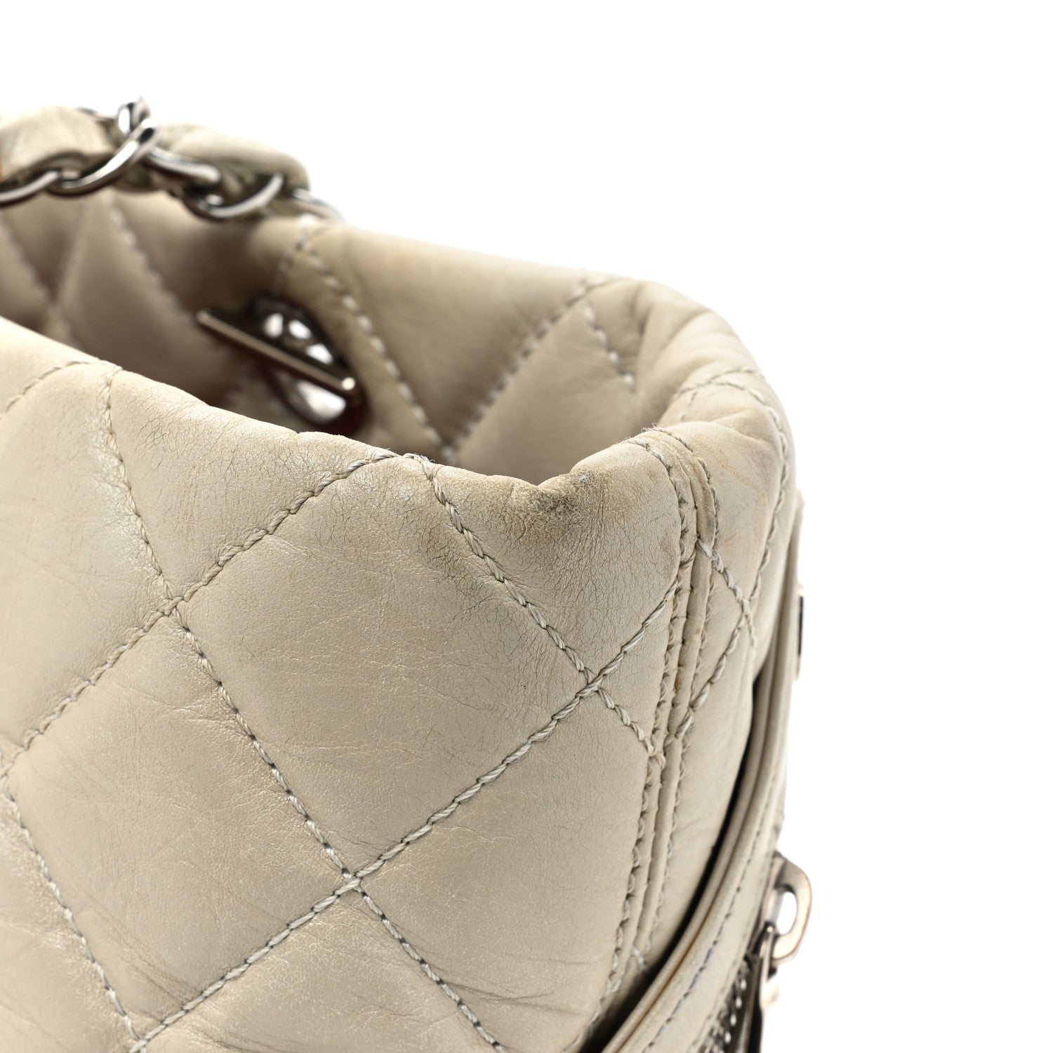 Chanel Aged Calfskin Quilted Large Cotton Club Tote Pearl 17 of 17
