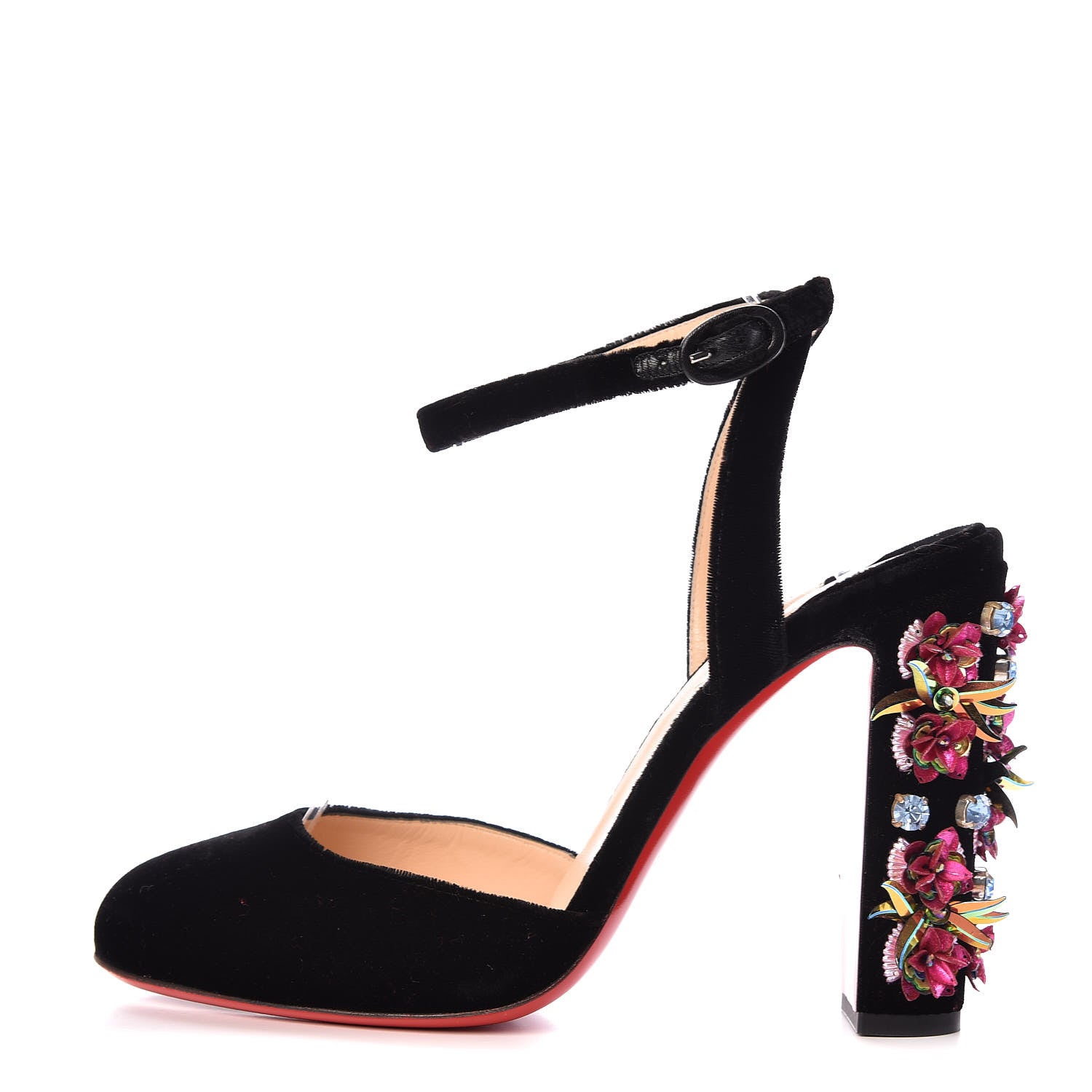 Christian Louboutin Velvet Madonaflor 100 Ankle Strap Pumps 40 Black 1 of 8