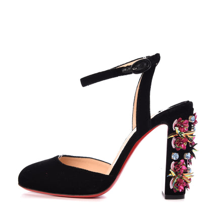 Christian Louboutin Velvet Madonaflor 100 Ankle Strap Pumps 40 Black 1 of 8