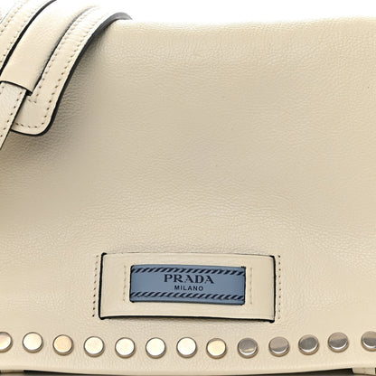 Prada Glace Calf Studded Etiquette Flap Bianco Astra 9 of 12