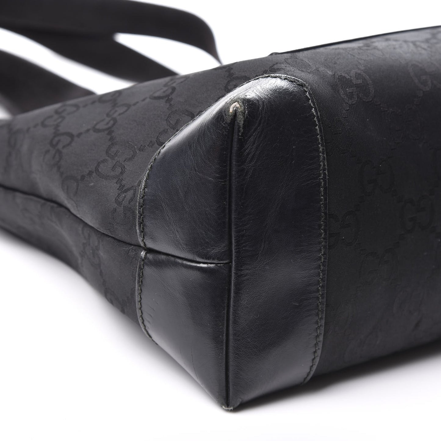 Nylon Monogram Calfskin Large Tote Bag Black