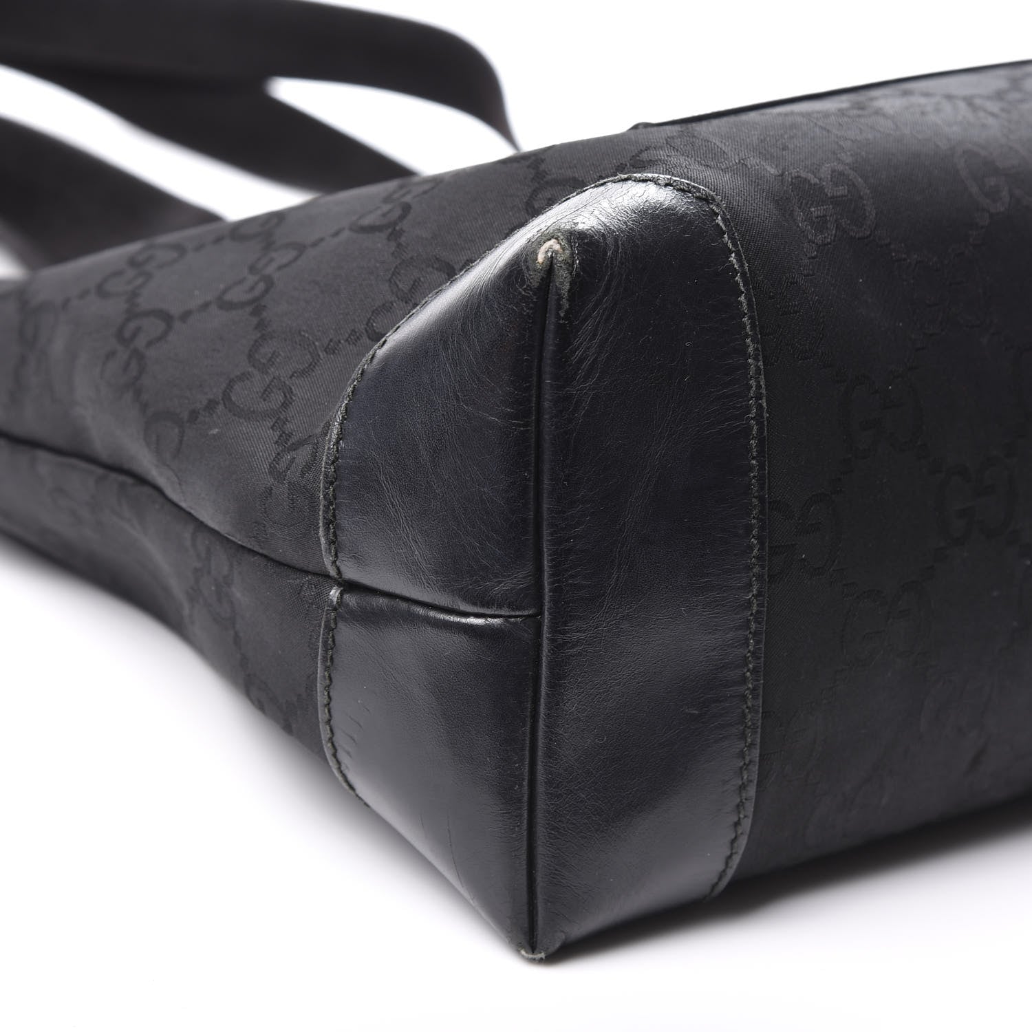 Gucci Nylon Monogram Calfskin Large Tote Bag Black 5 of 13