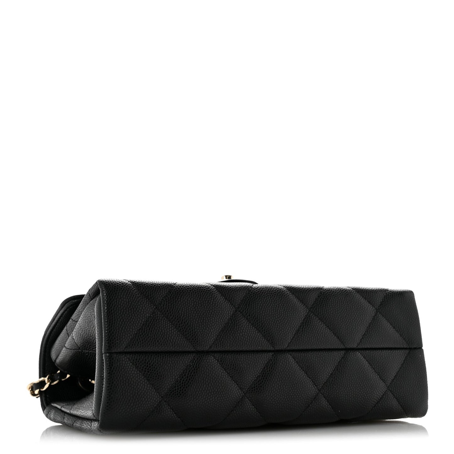 Caviar Quilted Retro Mini Twist Top Handle Clutch Flap Black