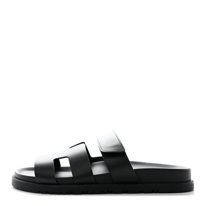 Hermes Calfskin Womens Chypre Sandals 39 Black 1 of 12