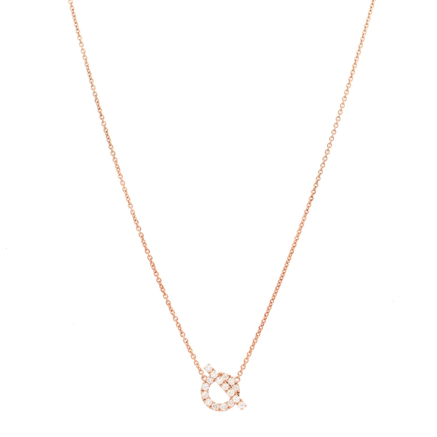Hermes 18K Rose Gold Diamond Finesse Pendant Necklace 1 of 6