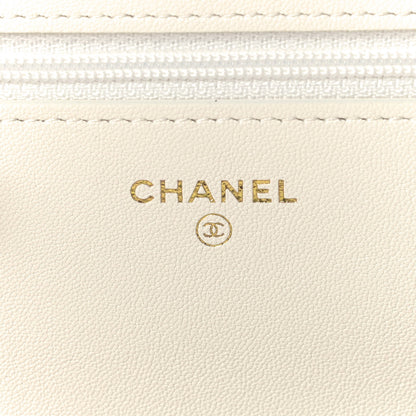 Chanel Goatskin Quilted Chanel 19 Wallet On Chain WOC White 8 of 12