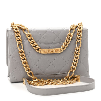 Chanel Caviar Quilted Bracelet On Chain Flap Grey 3 of 9