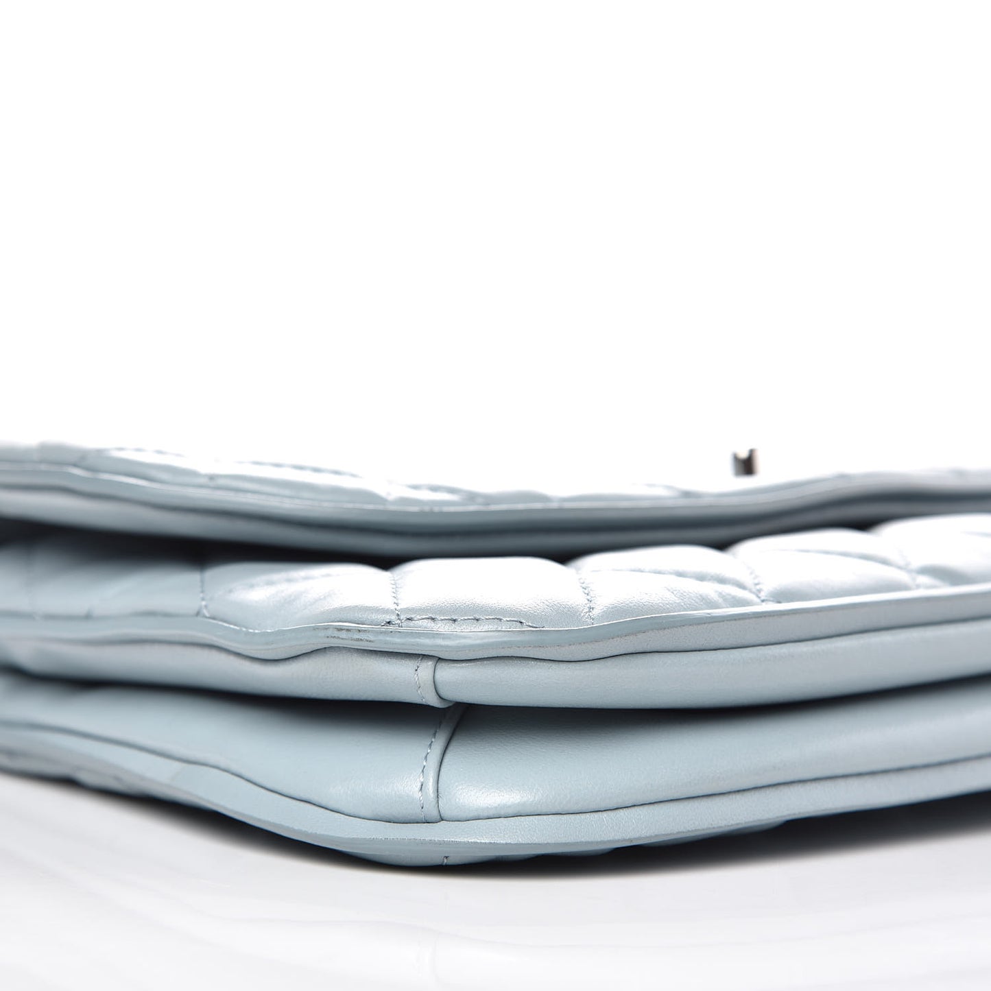 Lambskin Quilted 2 Pocket Messenger Flap Light Blue