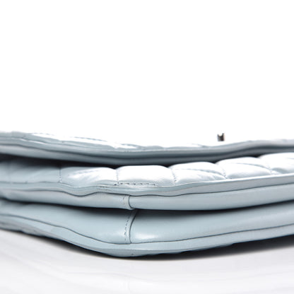 Chanel Lambskin Quilted 2 Pocket Messenger Flap Light Blue 8 of 12