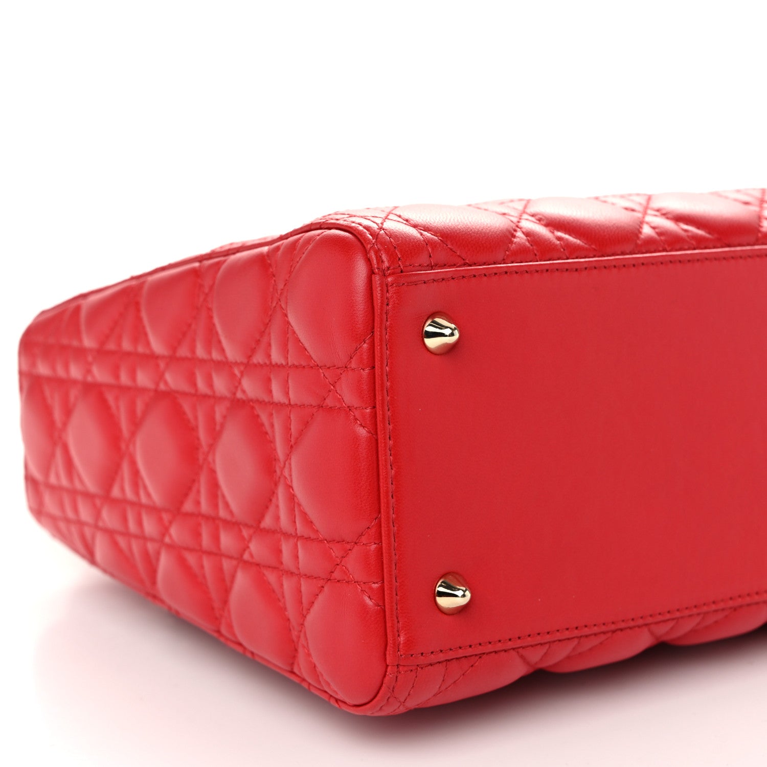 Christian Dior Lambskin Cannage Medium Lady Dior Red 9 of 10