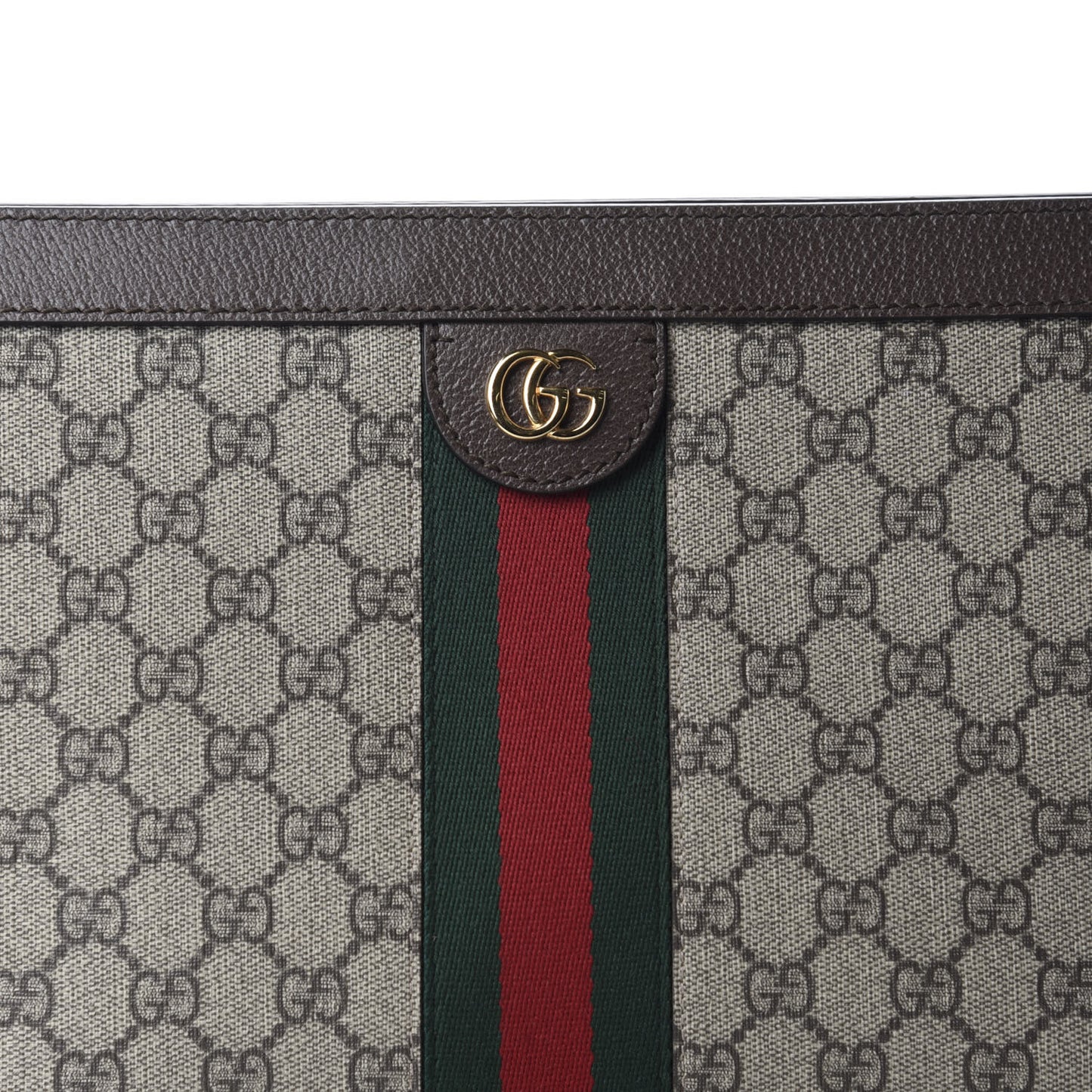 GG Supreme Monogram Web Medium Ophidia Chain Shoulder Bag Brown