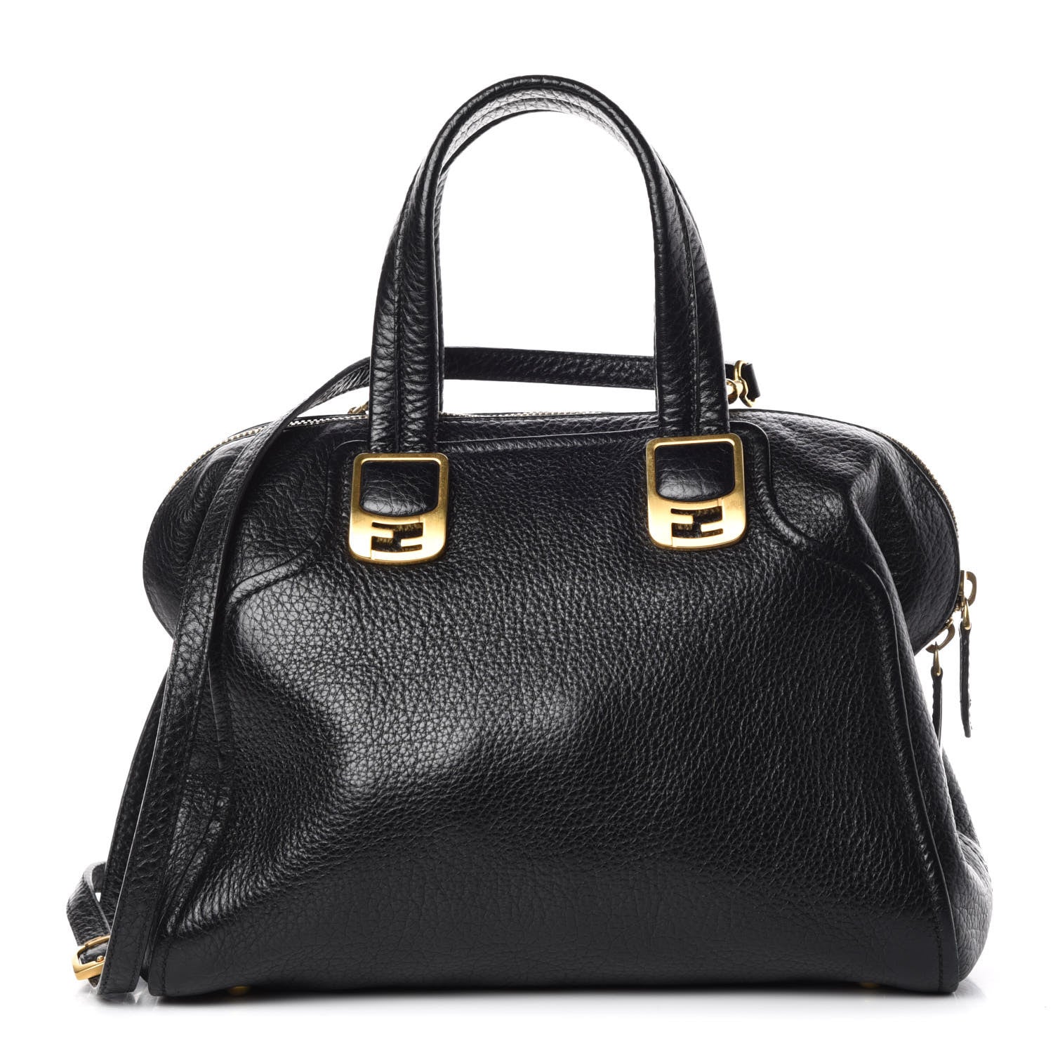 Fendi Pebbled Calfskin Small Chameleon Tote Black 1 of 11