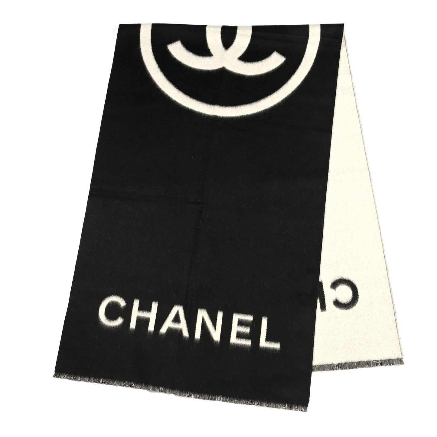 Cashmere CC Scarf Black White