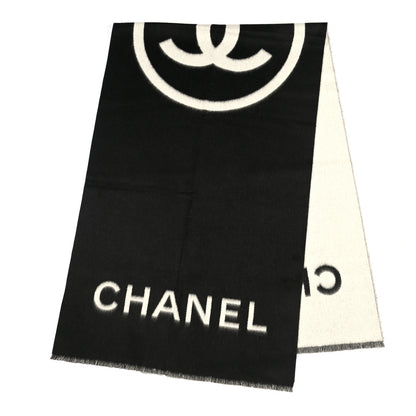 Chanel Cashmere CC Scarf Black White 2 of 4