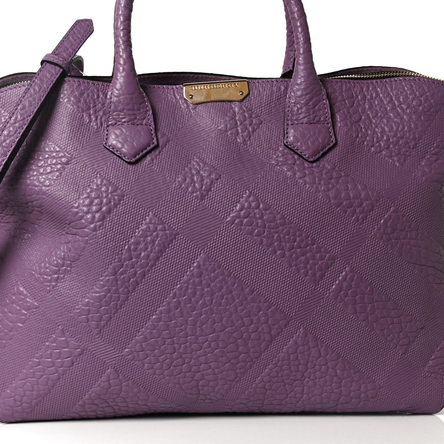Heritage Grain Check Embossed Medium Dewsbury Tote Purple