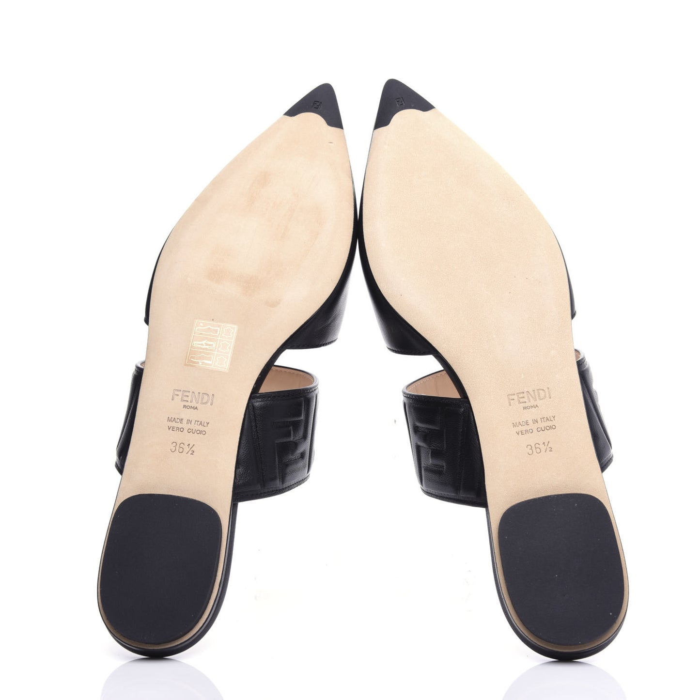 Vitello FF Embossed Flat Mules 36.5 Black