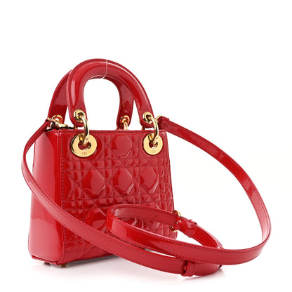 Christian Dior Patent Cannage Mini Lady Dior Red 3 of 10