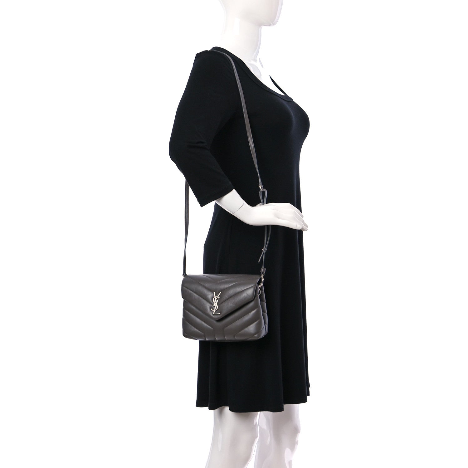 Saint Laurent Calfskin Y Quilted Monogram Toy Loulou Crossbody Bag Earth 2 of 10