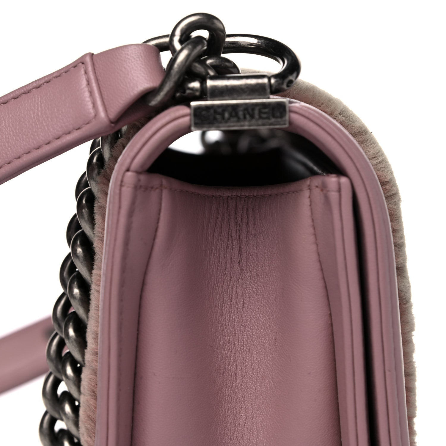 Chanel Fur Calfskin Small Boy Flap Pink 14 of 16