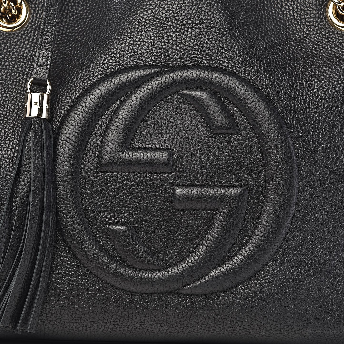 Pebbled Calfskin Medium Soho Chain Shoulder Bag Black