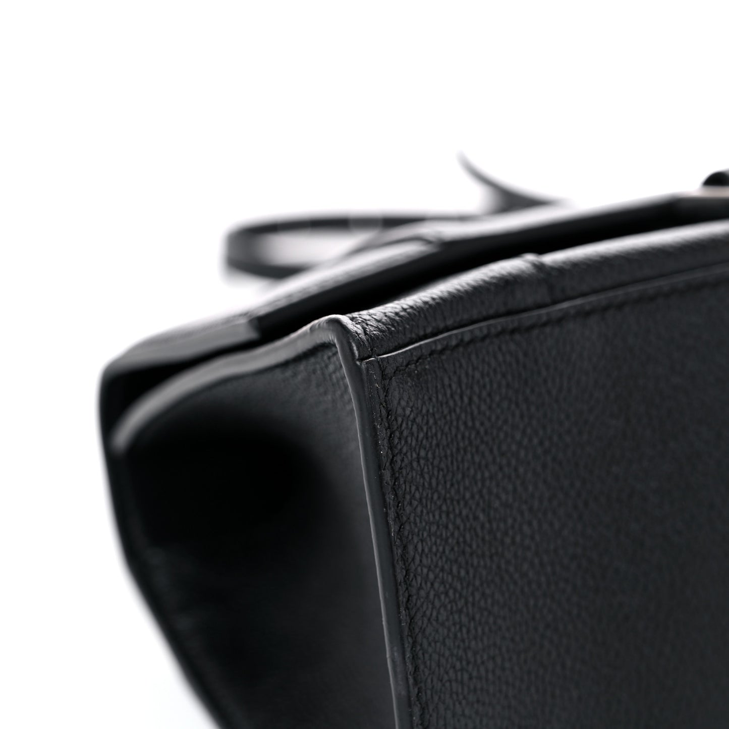 Grained Calfskin Small Hourglass Top Handle Bag Black