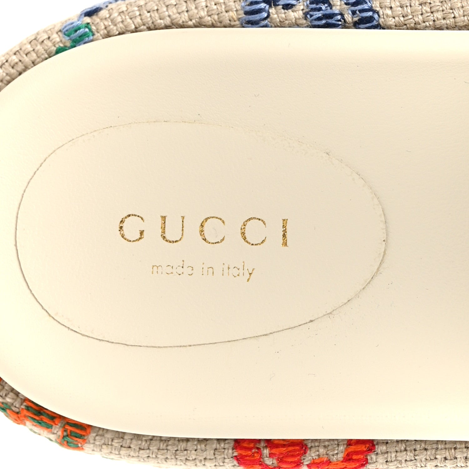 Gucci Linen Psychedelic Mini GG Monogram Angelina Platform 55mm Slide Sandals 39 Multicolor 7 of 11