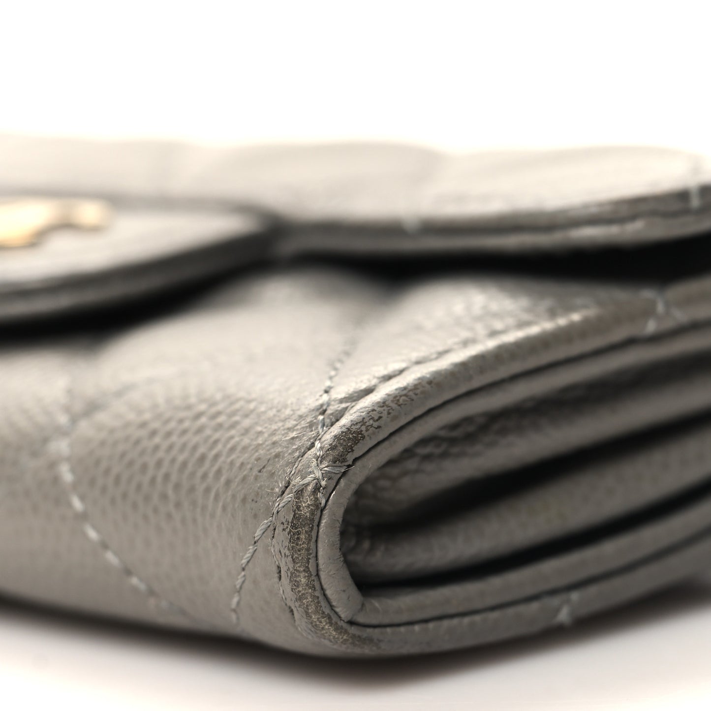 Caviar Quilted Flap Card Holder Wallet Dark Grey
