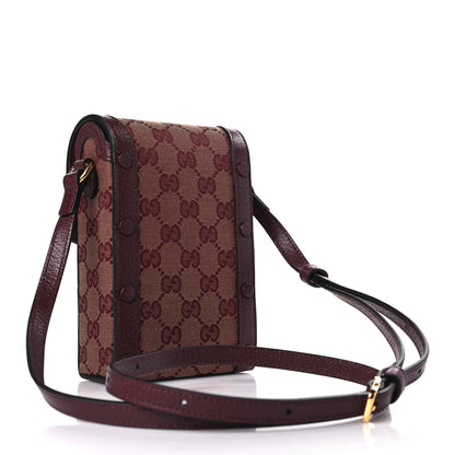 Gucci Monogram Textured Dollar Calfskin Mini Horsebit 1955 Crossbody Bag Sahara Rubino Chardonnay 3 of 9