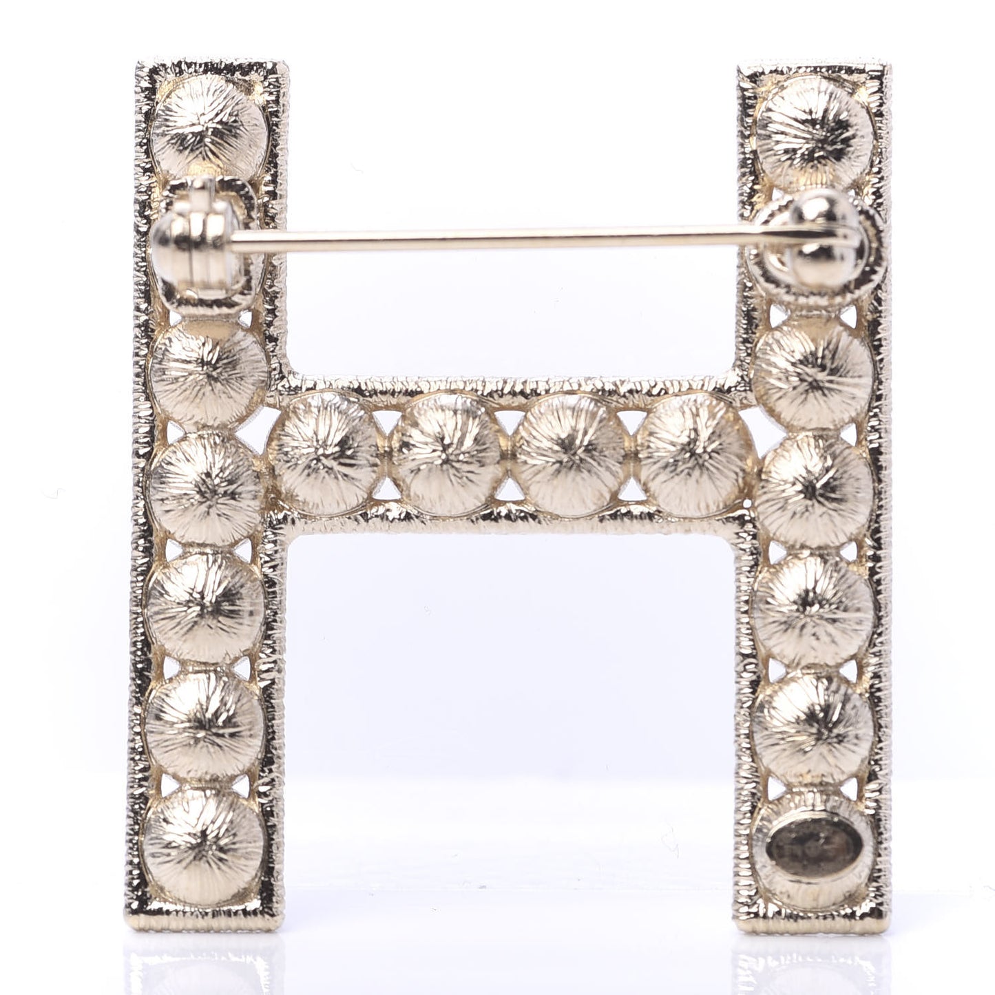 Crystal Cha-Nel Logo Brooch Set Gold