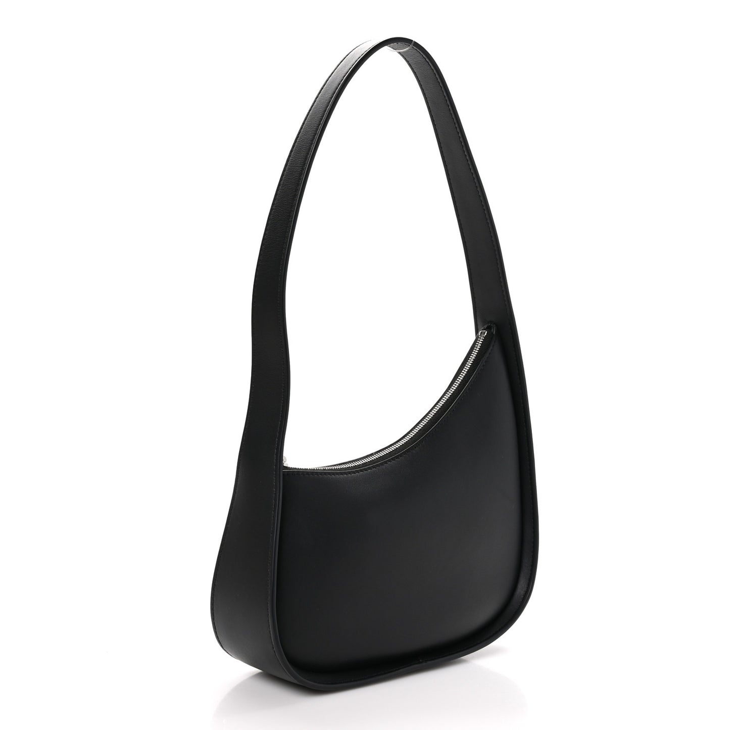 Smooth Calfskin Half Moon Shoulder Bag Black