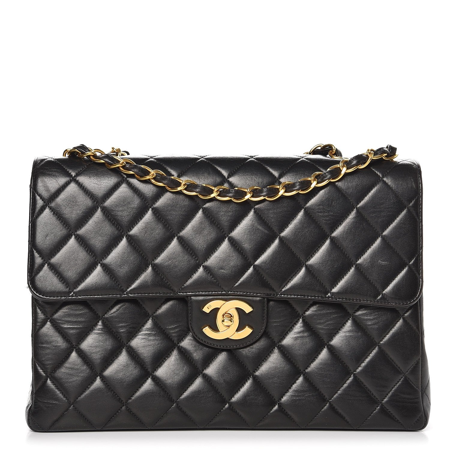 Chanel Lambskin Quilted Jumbo Single Flap Black 1 of 9