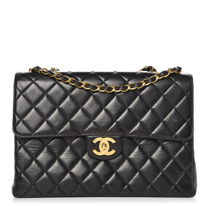 Chanel Lambskin Quilted Jumbo Single Flap Black 1 of 9
