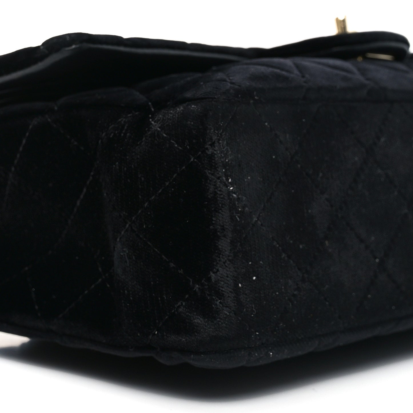 Velvet Quilted Medium Double Flap Black