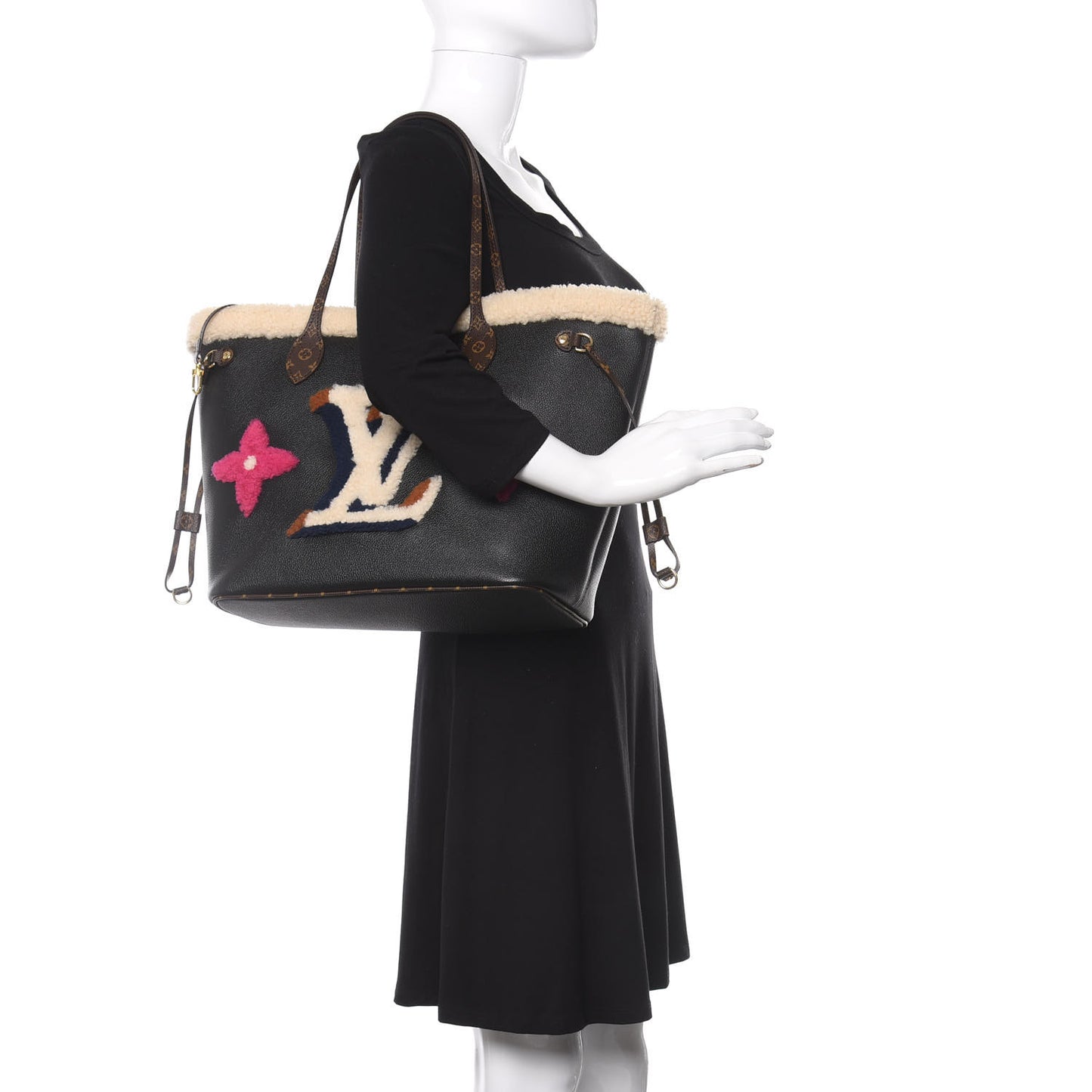 Calfskin Monogram Teddy Neverfull MM Black