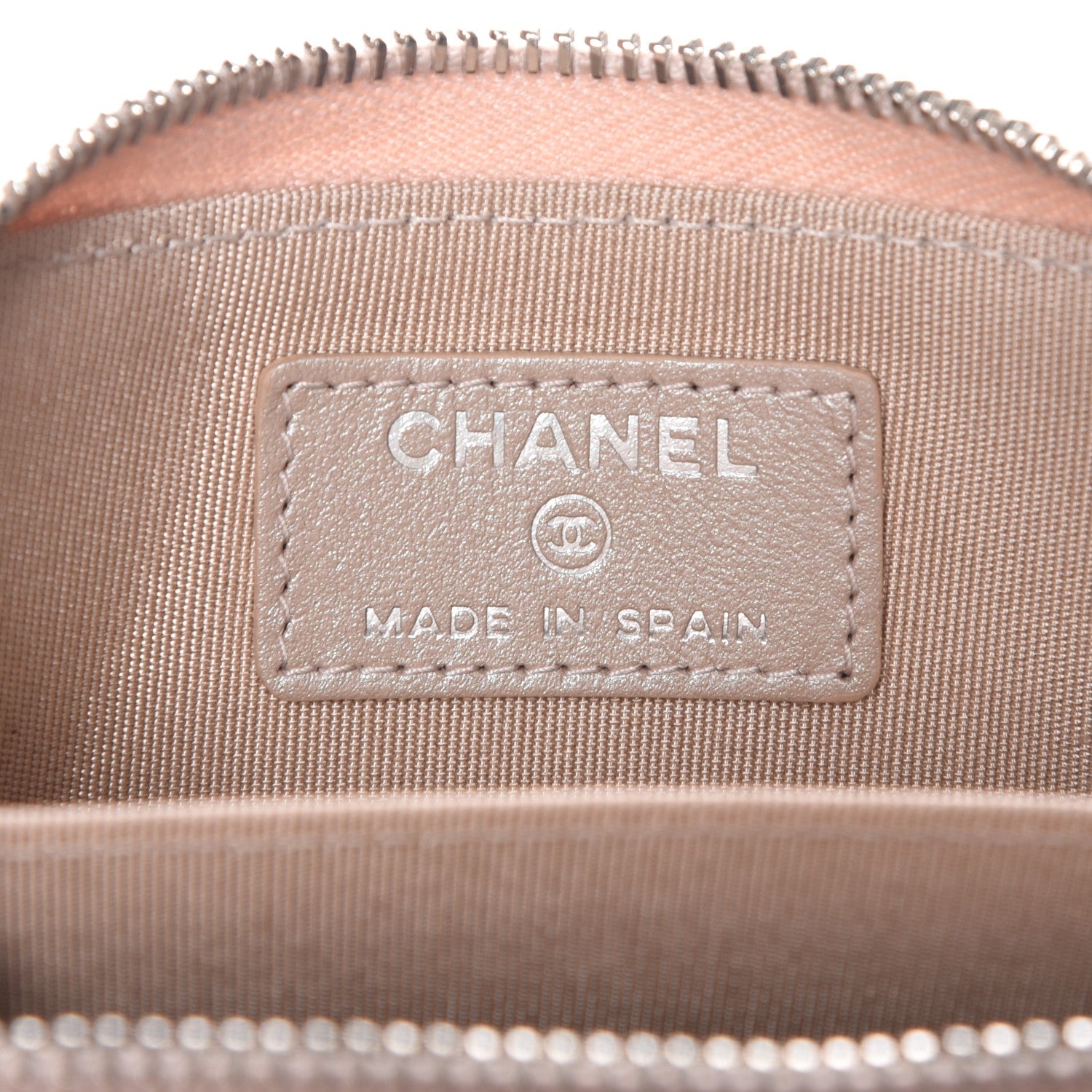Chanel Metallic Caviar Chevron Quilted Zip Around Coin Purse Light Gold 6 of 8