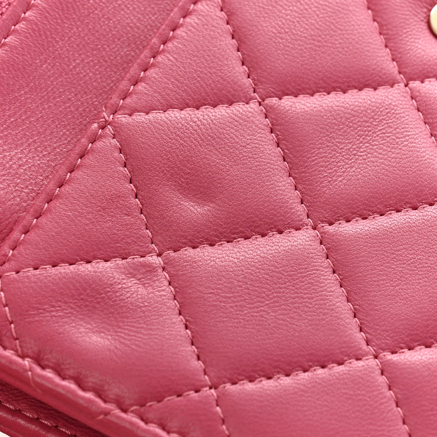 Chanel Lambskin Quilted Wallet On Chain WOC Dark Pink 13 of 13