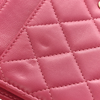 Chanel Lambskin Quilted Wallet On Chain WOC Dark Pink 13 of 13