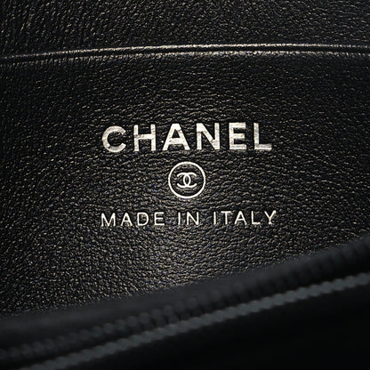 Chanel Lambskin Crystal Star Quilted Studded CC Zip Around Card Holder Wallet Black 6 of 9