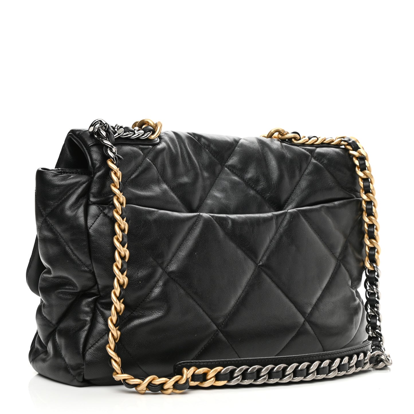 Goatskin Quilted Maxi Chanel 19 Flap Black