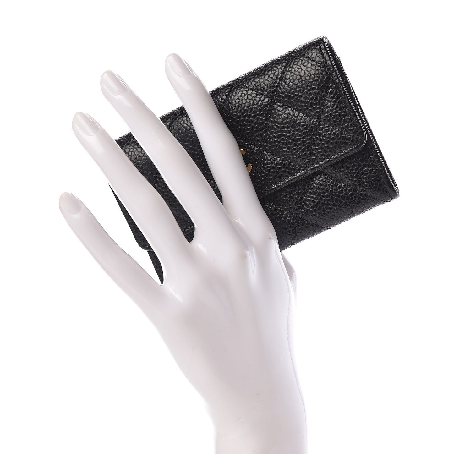 Caviar Quilted Flap Card Holder Black