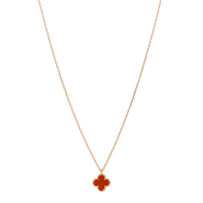 Van Cleef & Arpels 18K Rose Gold Carnelian Sweet Alhambra Pendant Necklace 1 of 5