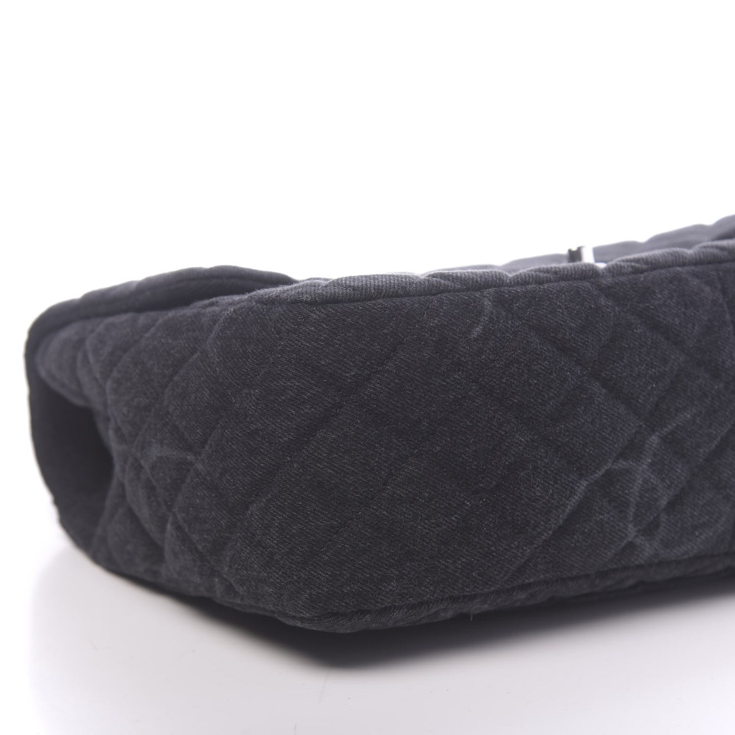 Denim Quilted CC Print Jumbo Single Flap Black