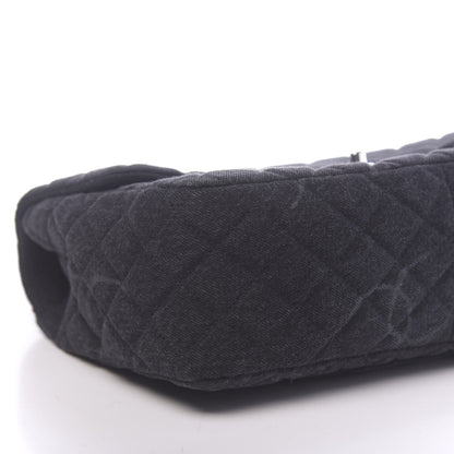 Chanel Denim Quilted CC Print Jumbo Single Flap Black 8 of 11