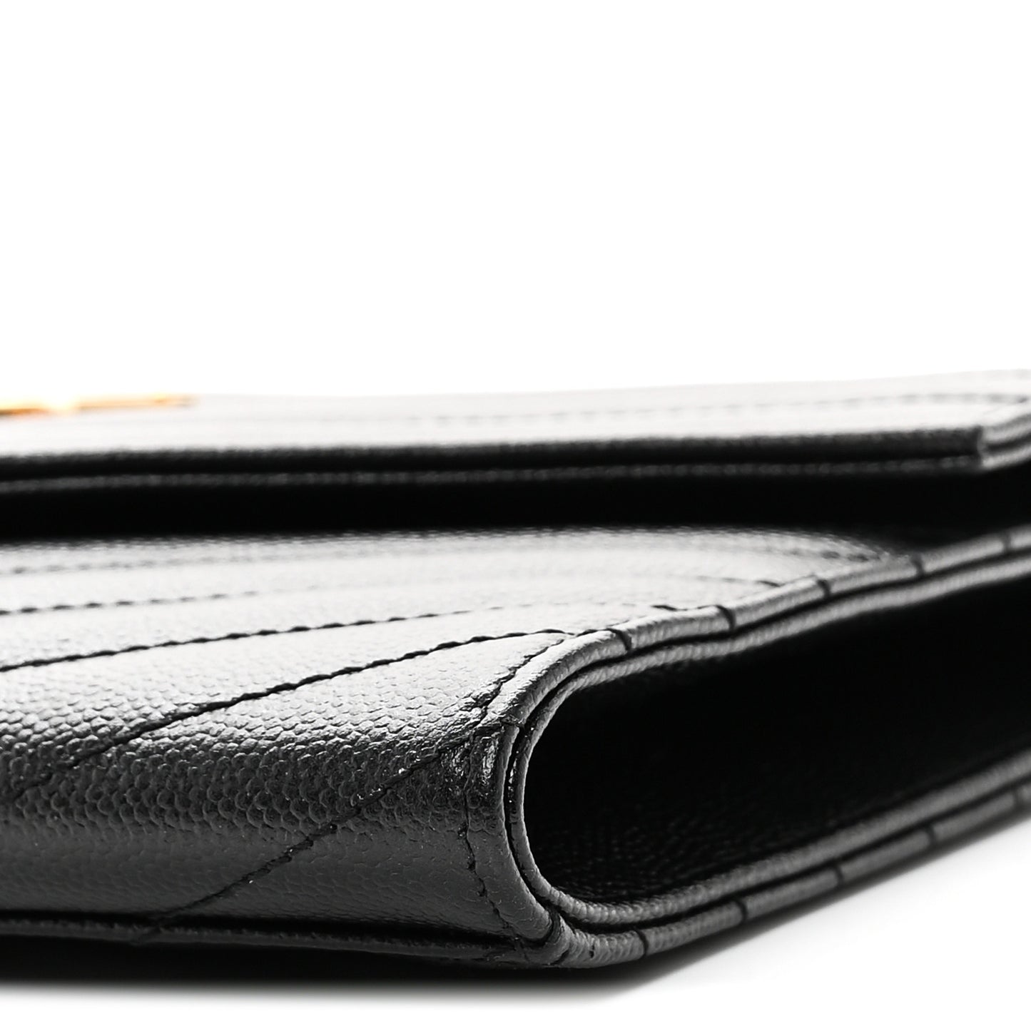 Grain De Poudre Matelasse Chevron Monogram Envelope Clutch Black